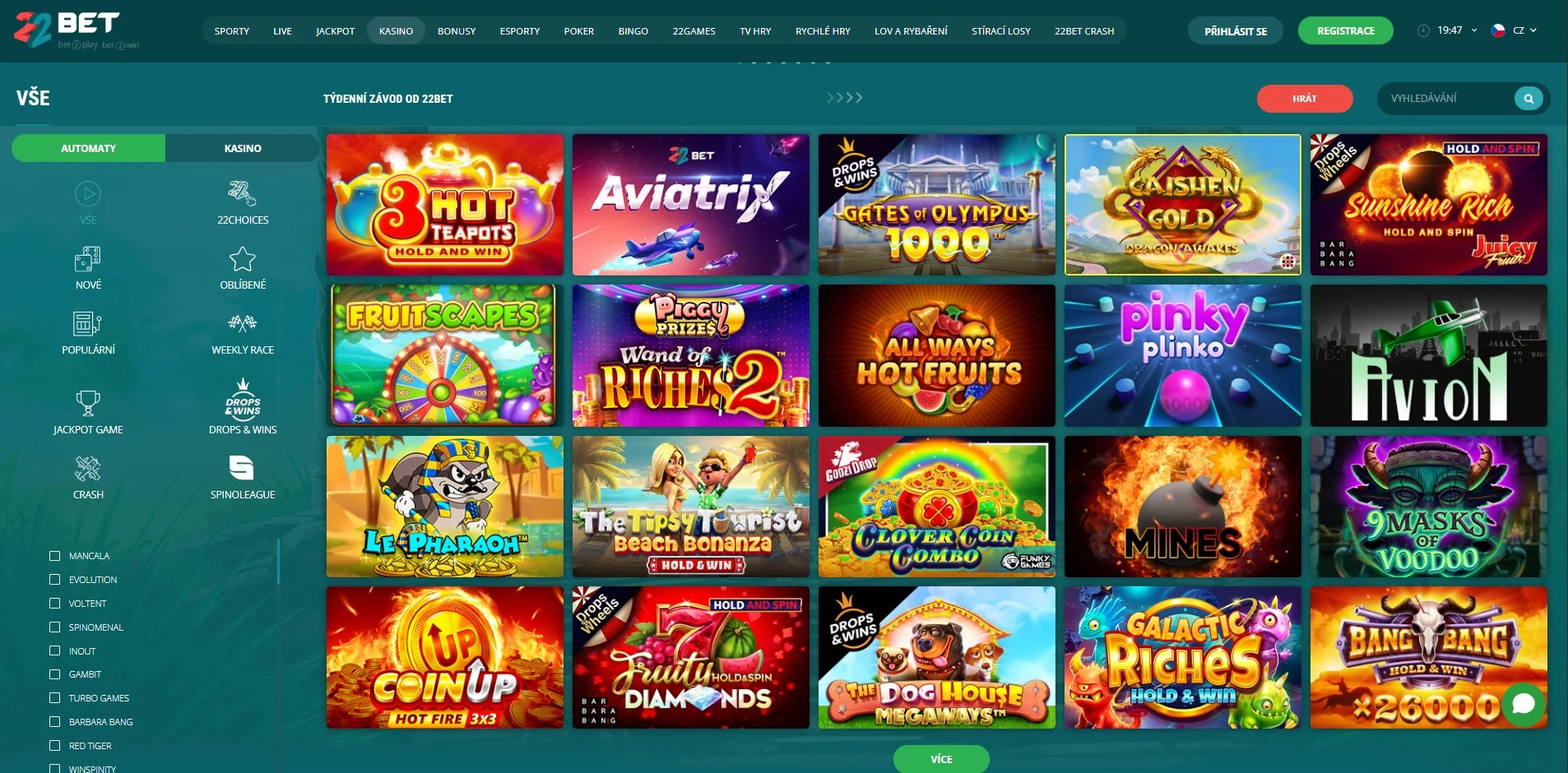 22bet casino cs games