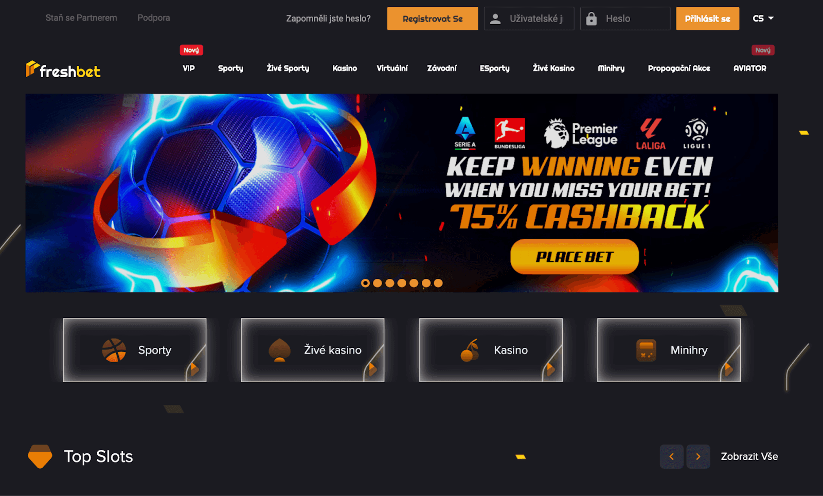 FreshBet Casino Homepage