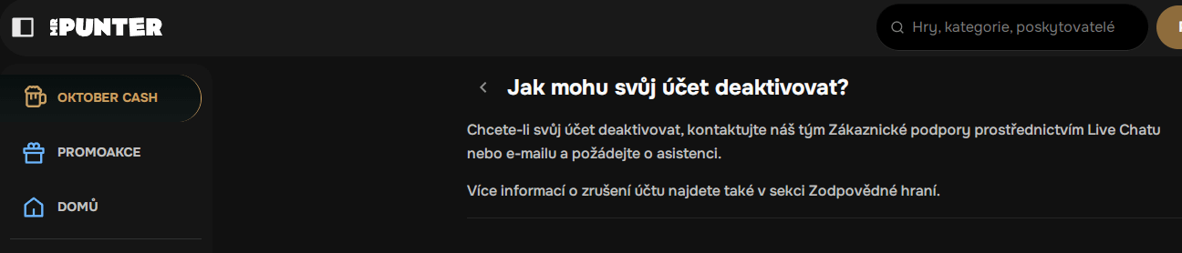 MrPunter Casino How To Deactivate Account Czechia