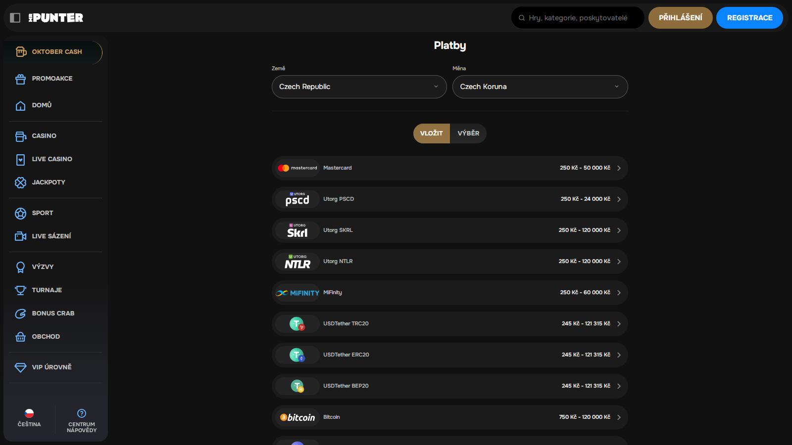MrPunter Casino Deposit Methods Czechia