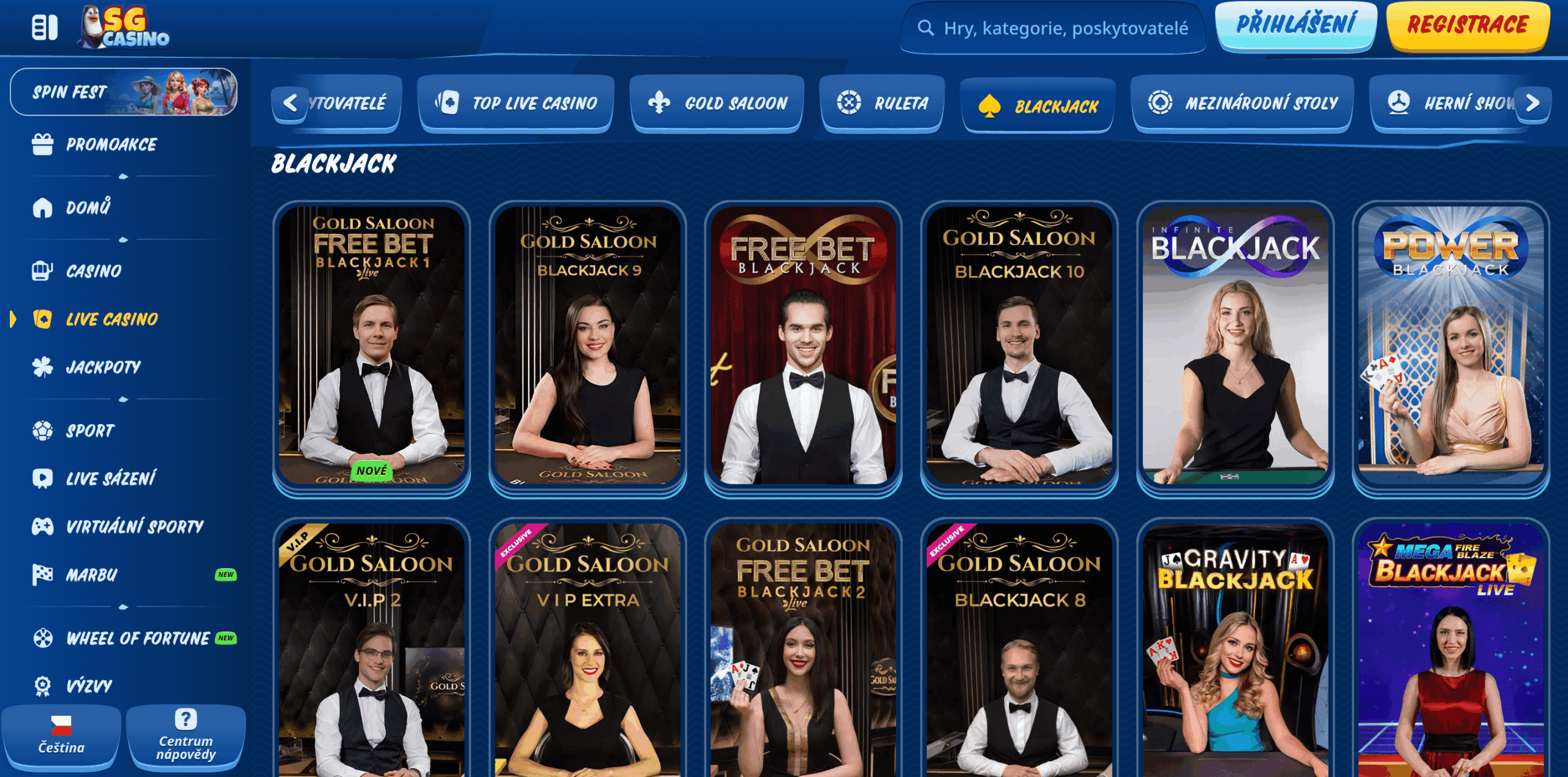 Blackjack v SG Casino