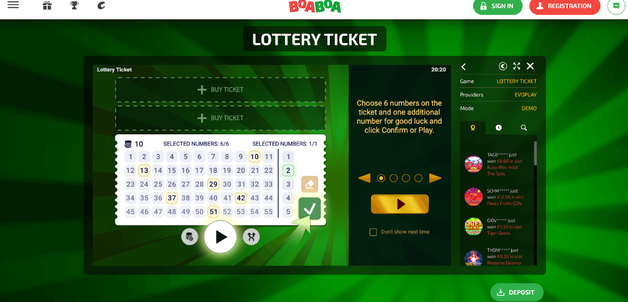 Loterie u BoaBoa Casino