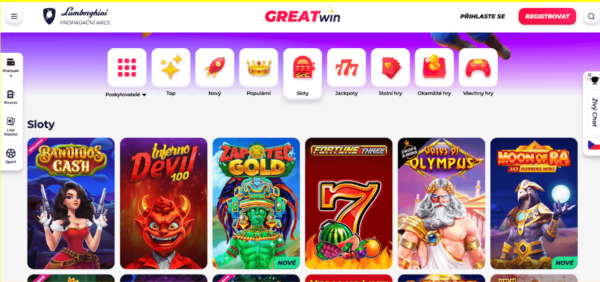 Online hrací automaty Greatwin casino