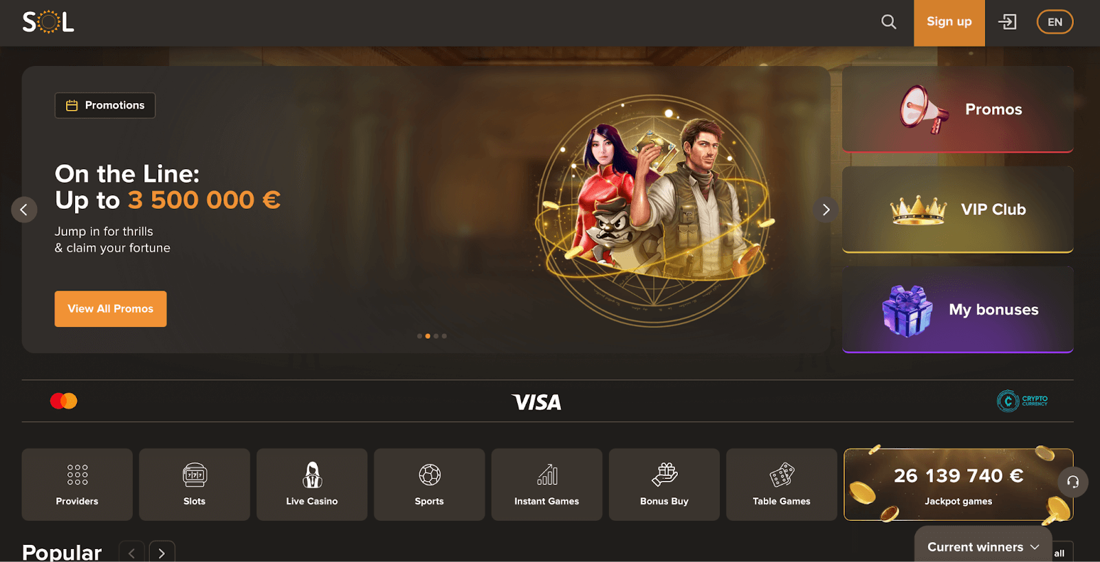 Sol Casino Mainpage